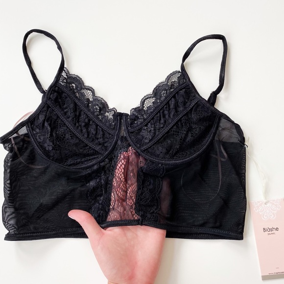 NWT Black Lace Bralette w/ Mesh Back - Picture 8 of 9